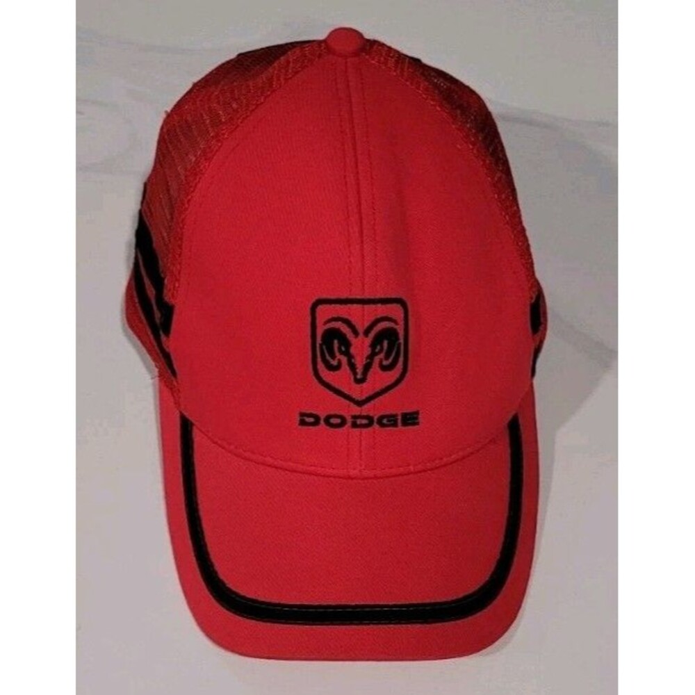Dodge Motorsports NASCAR Red Hat Snapback Cap Two Side Stripes Racing Champions